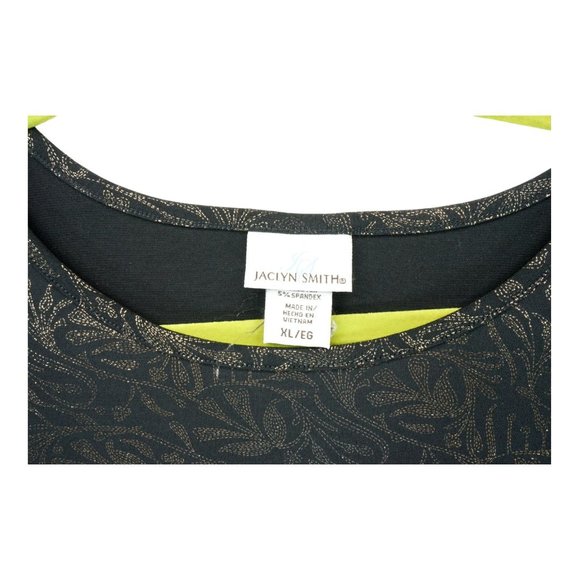 Jaclyn Smith Shirt Womens XL Black/Gold Floral‎ Top Pullover Polyester - Picture 3 of 4